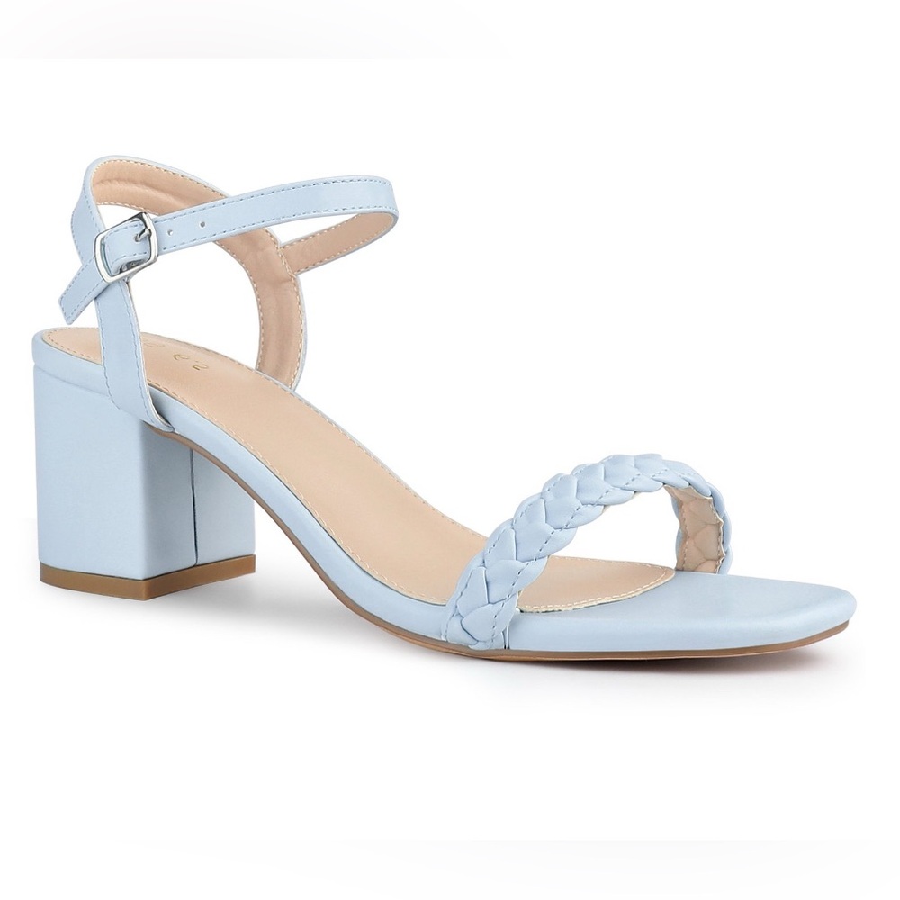 Perphy brand Chic Light Blue Braided Strap Sandals